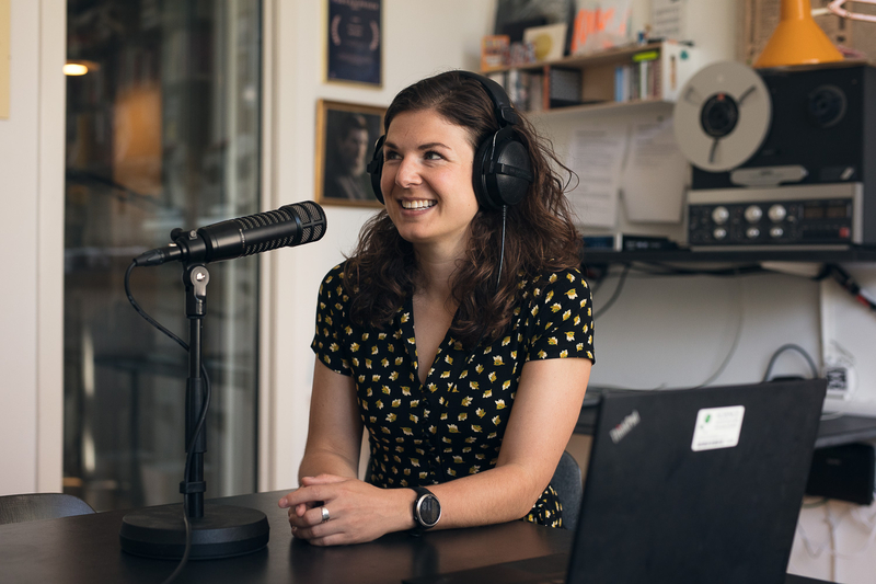 Afton Halloran in the studio